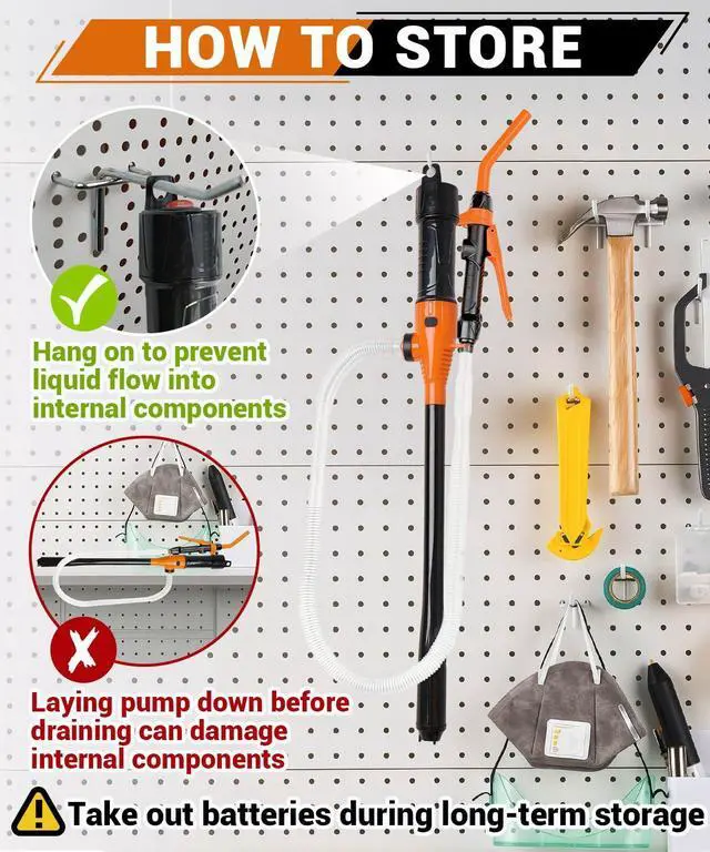 Alt view image 5 of 7 - USB Electric Fuel Transfer Pump Battery Powered & Plug-In Power Supply, Portabel Gas Gasoline Transfer Pump For 5 Gallon Gas Can-Orange