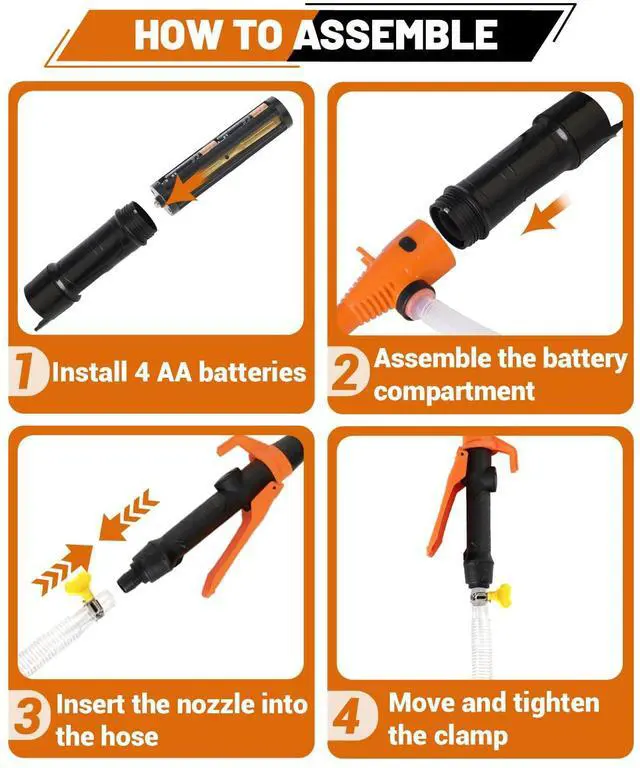 Alt view image 6 of 7 - USB Electric Fuel Transfer Pump Battery Powered & Plug-In Power Supply, Portabel Gas Gasoline Transfer Pump For 5 Gallon Gas Can-Orange