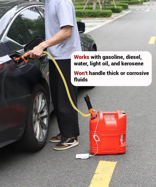 Alt view image 7 of 7 - USB Electric Fuel Transfer Pump Battery Powered & Plug-In Power Supply, Portabel Gas Gasoline Transfer Pump For 5 Gallon Gas Can-Orange