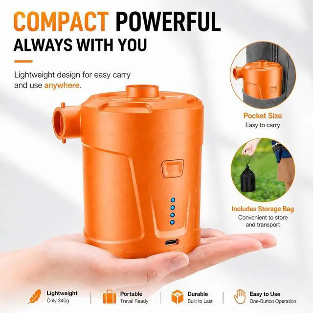Alt view image 6 of 7 - Air Pump for Inflatables,Air Mattress Pump,5200mAh Battery,Camping Essentials,Electric Air Pump,4 Air Nozzles,Fast Inflate,Inflatable mat,Air Mattresses Beds,Pool Floats,Vacuum Storage