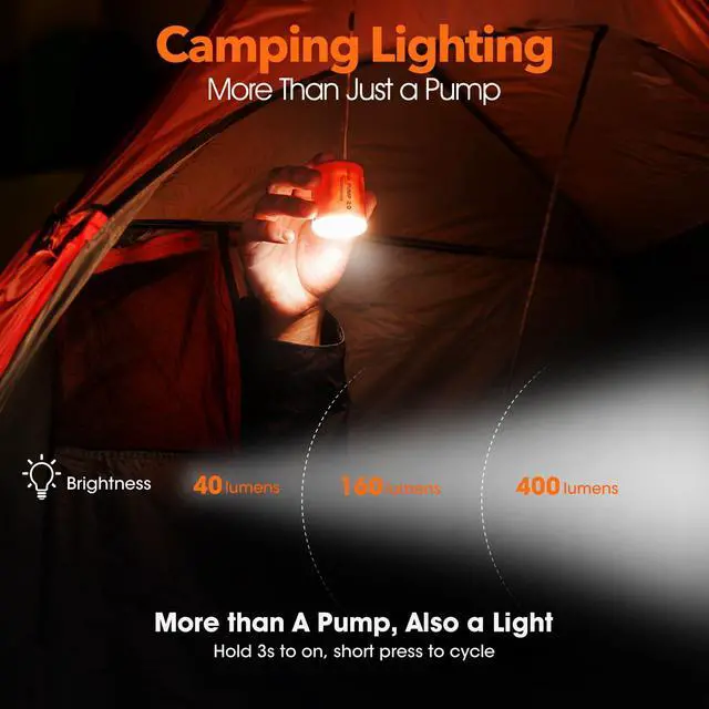 Alt view image 5 of 7 - Portable Air Pump for Inflatables, Ultra-Light 1.7oz Rechargeable Mini Air Mattress Pump with Camping Light, Inflate Deflate for Air Mattress,Pool Floats, Vacuum Storage Bags