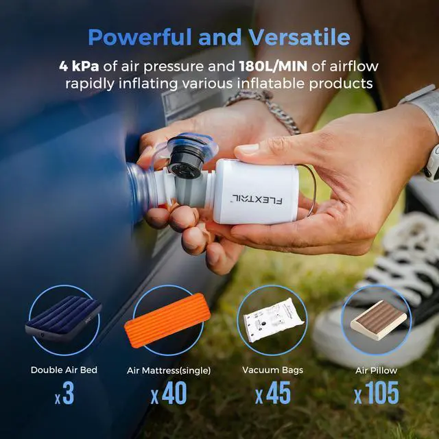 Alt view image 3 of 7 - Portable Air Pump with Camping Lantern Tiny Pump 2X 4kPa Air Pump for Inflatables Rechargeable Air Mattress Pump with Magnetic Design for Sleeping Pads, Pool Floats, Swimming Rings(OG)
