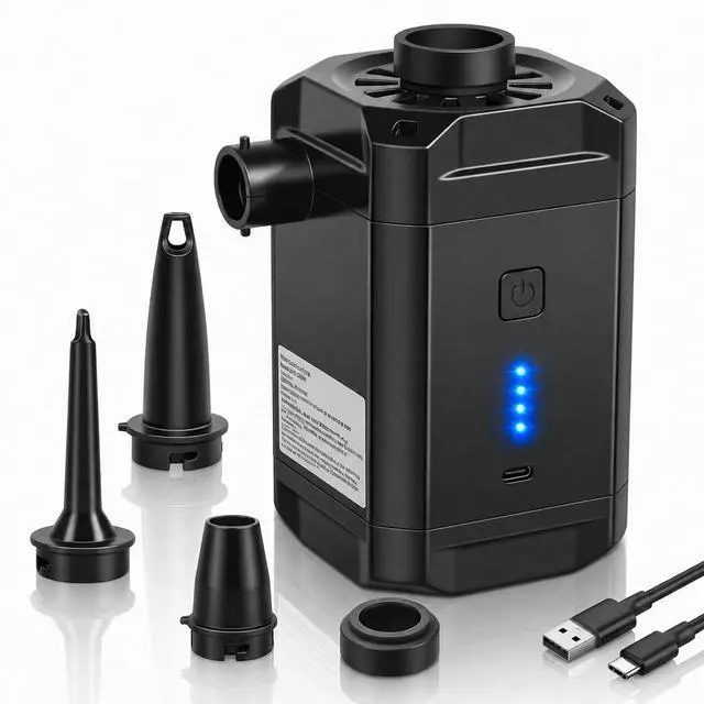 Main image of Air Pump for Inflatables, Air Mattress Pump,5200mAh Rechargeable Air Mattress Pump with 4 Nozzles & LED Indicator, Quick-Fill Cordless Inflator Deflator for Pool Floats, Camping, Air Bed