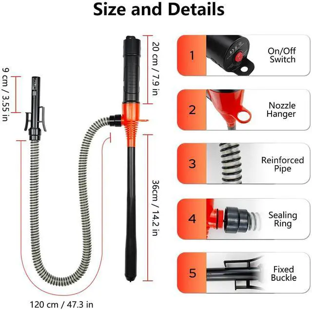 Alt view image 7 of 7 - 3.5GPM Li-Battery Portable Fuel Transfer Pump for Gas, Diesel, Water, Gas Siphon Pump for Gasoline, Cars, Motorcycles, Camping, UL&CE Listed, Rechargeable Via Type-C
