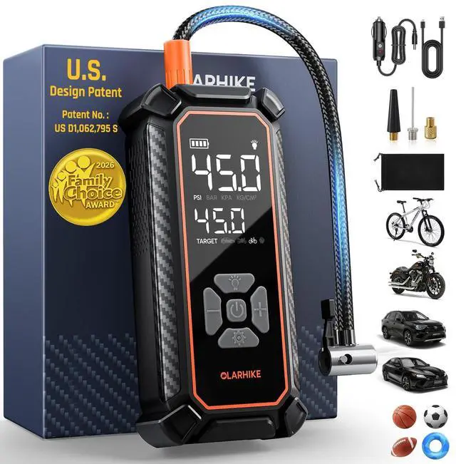 Main image of Cordless Tire Inflator Portable Air Compressor, 150 PSI Bike Pump