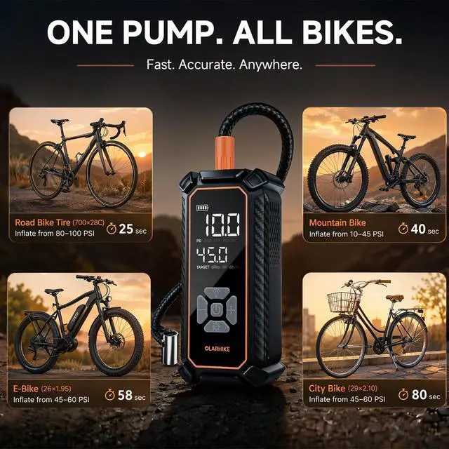 Alt view image 6 of 7 - Cordless Tire Inflator Portable Air Compressor, 150 PSI Bike Pump