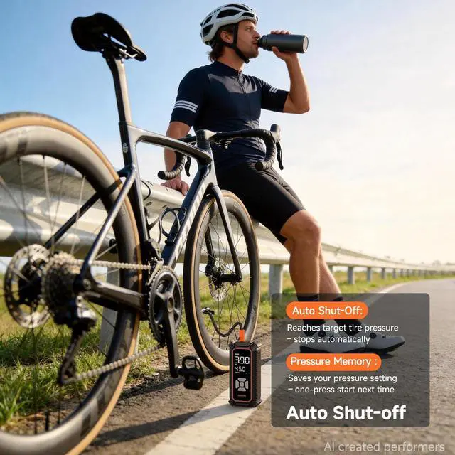 Alt view image 7 of 7 - Cordless Tire Inflator Portable Air Compressor, 150 PSI Bike Pump