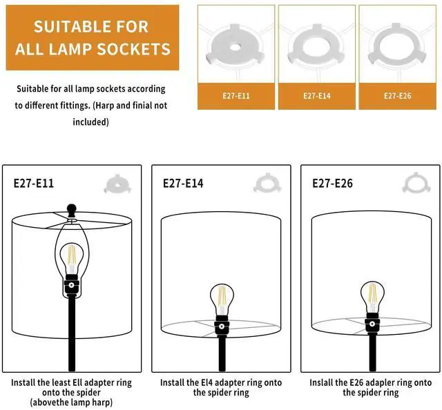 Alt view image 6 of 7 - White Linen Small Drum Lampshade, 8.66" Top x 8.66" Bottom x 7.87" High Lamp Shade, Lamp Shade Replacement for Table and Floor Lamps, Pendant LightHandcrafted LampshadeEasy Assembly