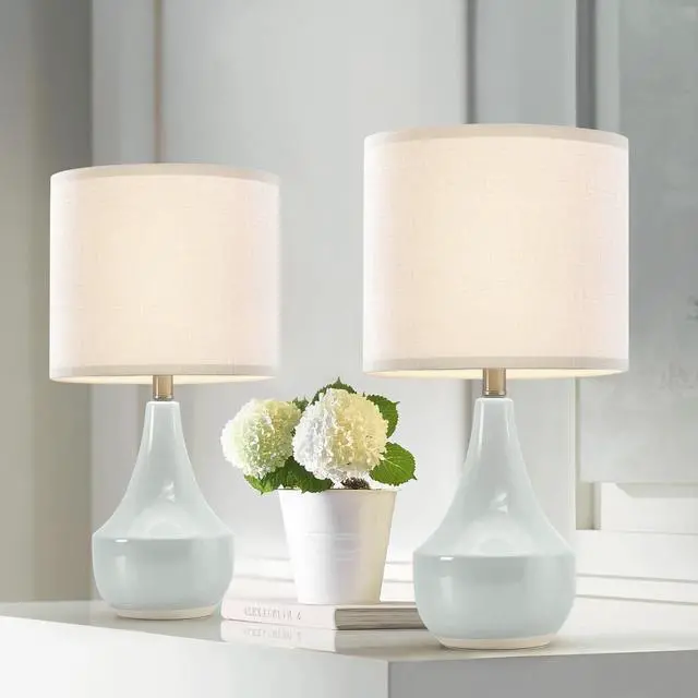 Alt view image 4 of 7 - White Linen Small Drum Lampshade, 8.66" Top x 8.66" Bottom x 7.87" High Lamp Shade, Lamp Shade Replacement for Table and Floor Lamps, Pendant LightHandcrafted LampshadeEasy Assembly