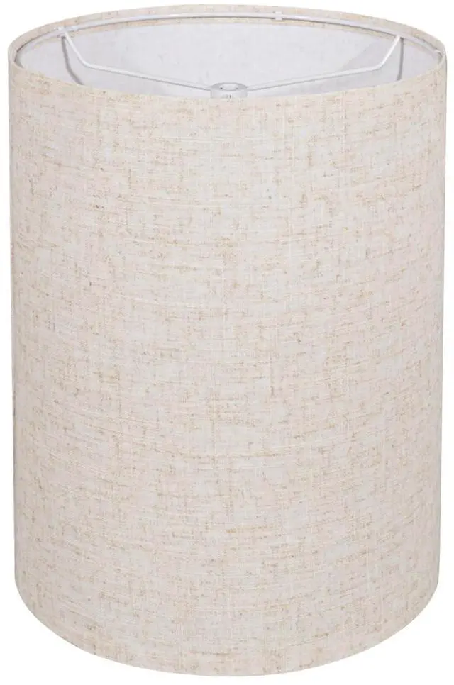 Main image of Tall Drum Lamp Shade for Table Lamps, Floor Lamp, Cloth Lampshade 10" Top X 10" Bottom X 13" High, Beige Large Line Fabric, Easy Assembly