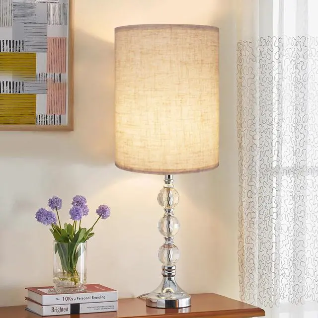 Alt view image 5 of 6 - Tall Drum Lamp Shade for Table Lamps, Floor Lamp, Cloth Lampshade 10" Top X 10" Bottom X 13" High, Beige Large Line Fabric, Easy Assembly