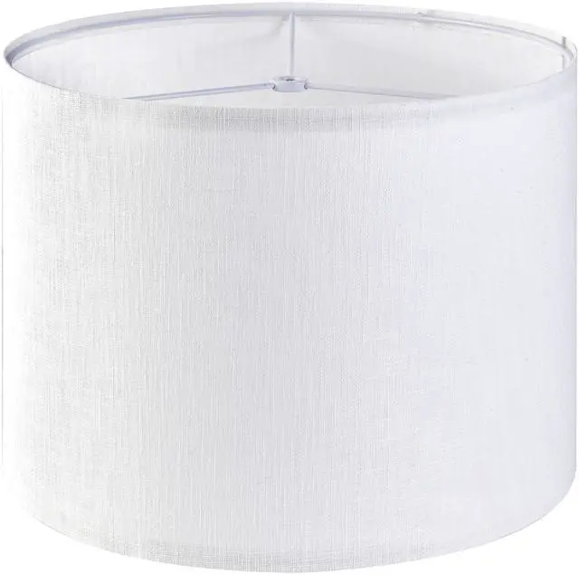 Main image of White Textured Drum lampshade Medium Lamp Shade 13" Top x 13" Bottom x 10" High (Spider) Modern Linen Lamp Shades for Table Lamp Bedside Lamp Natural Linen Replacement Assembly is Required