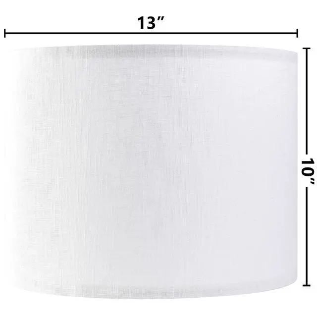 Alt view image 2 of 7 - White Textured Drum lampshade Medium Lamp Shade 13" Top x 13" Bottom x 10" High (Spider) Modern Linen Lamp Shades for Table Lamp Bedside Lamp Natural Linen Replacement Assembly is Required