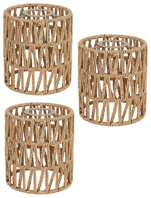 Main image of 3 Pack Rattan Lamp Shade Small Boho Shades Replacement