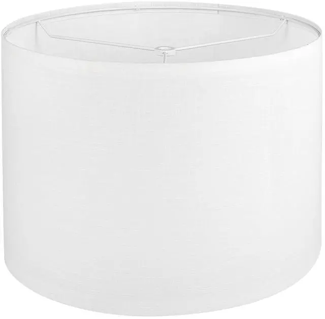 Main image of White Lamp shade, Drum Lamp Shade for Table Lamps Floor Lamp, 13" Top X 13" Bottom X 10" High White Large Line Fabric Lamp Shade, Easy Assembly Replacement Lampshade