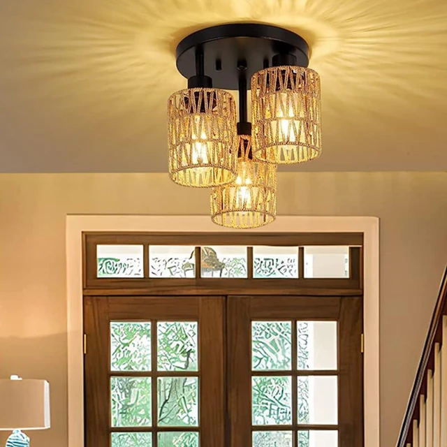 Alt view image 5 of 7 - 3 Pack Rattan Lamp Shade Small Boho Shades Replacement