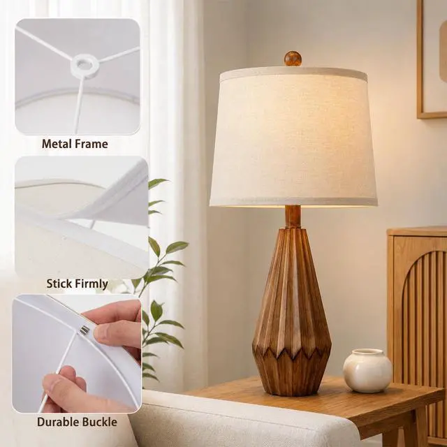 Alt view image 2 of 7 - Drum Lampshades Set of 2, 11" Top x 13" Bottom x 10" High, Beige Lamp Shade