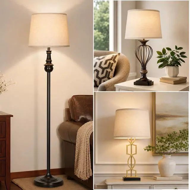 Alt view image 6 of 7 - Drum Lampshades Set of 2, 11" Top x 13" Bottom x 10" High, Beige Lamp Shade