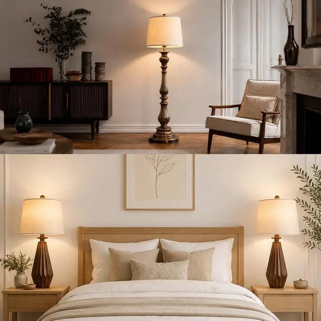 Alt view image 7 of 7 - Drum Lampshades Set of 2, 11" Top x 13" Bottom x 10" High, Beige Lamp Shade