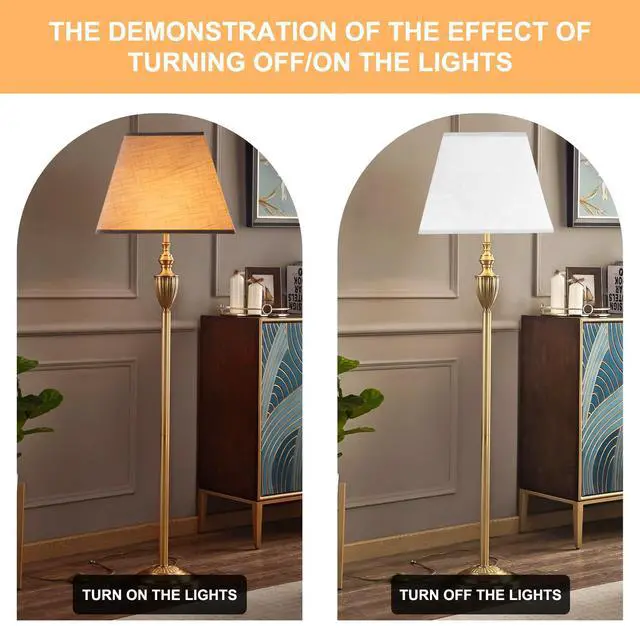 Alt view image 3 of 7 - White Lamp Shades Set of 2, 8''x8''Top, 13''x13''Bottom 10'' Height, Square Lampshades Replacement Lamp Shades Natural Linen Hand Crafted for Table Lamps Floor Lamps Pendent Light, Assembly Required