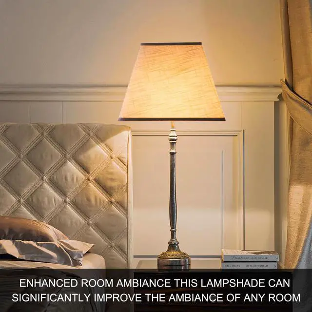 Alt view image 4 of 7 - White Lamp Shades Set of 2, 8''x8''Top, 13''x13''Bottom 10'' Height, Square Lampshades Replacement Lamp Shades Natural Linen Hand Crafted for Table Lamps Floor Lamps Pendent Light, Assembly Required