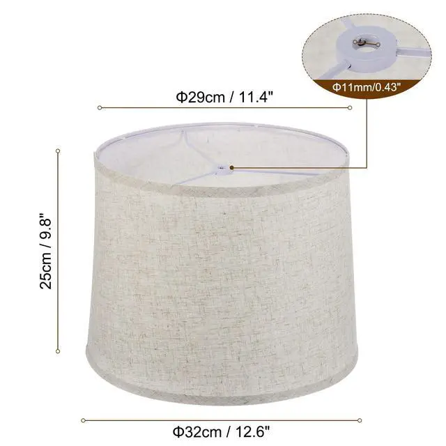 Alt view image 2 of 7 - Lamp shades for Table Lamps 11.4" Top x 12.6" Bottom x 9.8" High Drum Lamp shades for Floor Lamps Medium Linen Lampshade Easy Assembly for Lamp Replacement, Beige