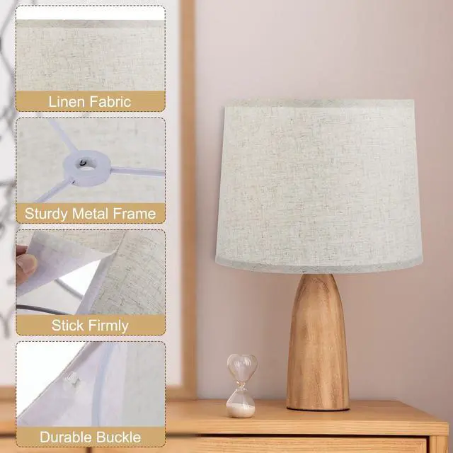 Alt view image 3 of 7 - Lamp shades for Table Lamps 11.4" Top x 12.6" Bottom x 9.8" High Drum Lamp shades for Floor Lamps Medium Linen Lampshade Easy Assembly for Lamp Replacement, Beige