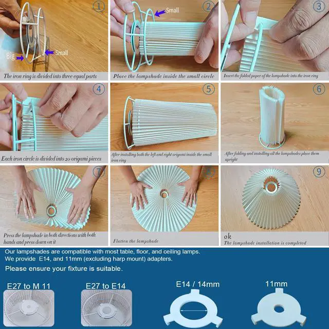 Alt view image 6 of 7 - Pleated Lamp Shade for Arc/Arched Table Lamp/Floor Lamps Replacement Shade 5.9"Top X 16.5"Bottom X 11"High-Cream