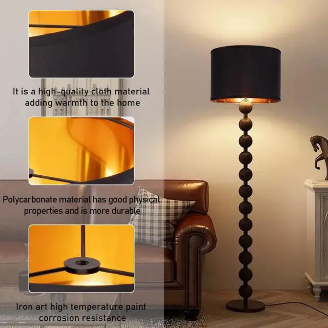 Alt view image 4 of 7 - Black Lamp Shades Drum Set Of 2 Medium Gold 12-Inch Replacement Lamp Shades For Table Lamps,Floor Lamps,Diy Pendant Lights, Wall Lights,Harp Holder Included,Requires Assembly. (Black)