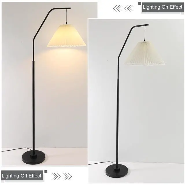 Alt view image 7 of 7 - Pleated Lamp Shade for Arc/Arched Table Lamp/Floor Lamps Replacement Shade 5.9"Top X 16.5"Bottom X 11"High-Cream