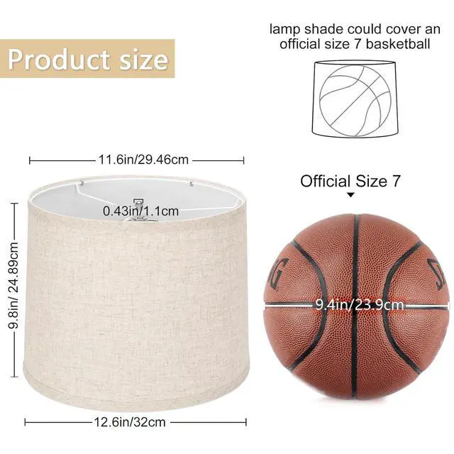 Alt view image 2 of 7 - drum lamp shades Set of 2 for table lamps 11.6" Top x 12.6" Bottom x 9.8" High, Qvtekn Medium Beige Lampshades for floor lamps (Spider Fitter), Natural Linen Handcrafted with Easy Assembly