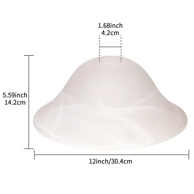 Alt view image 3 of 7 - Glass Lamp Shade Replacement for Torchiere Floor Lamps, Lamp Shade for Floor Lamp Suitable for E26 Socket, Standing Lamp Replacement Shade, Alabaster Glass Bowl Shade, E26 Socket Not Include(White)