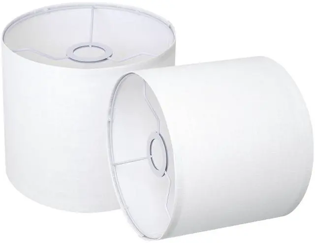 Main image of Small Lampshades Set of 2, White Linen Drum Lampshades, 8.66" Top x 8.66" Bottom x 7.87" High Lamp Shade, Lamp Shades Replacement for Table and Floor Lamps, Pendant Light, Handcrafted, Easy Assembly