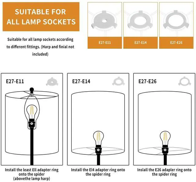 Alt view image 3 of 7 - Small Lampshades Set of 2, White Linen Drum Lampshades, 8.66" Top x 8.66" Bottom x 7.87" High Lamp Shade, Lamp Shades Replacement for Table and Floor Lamps, Pendant Light, Handcrafted, Easy Assembly