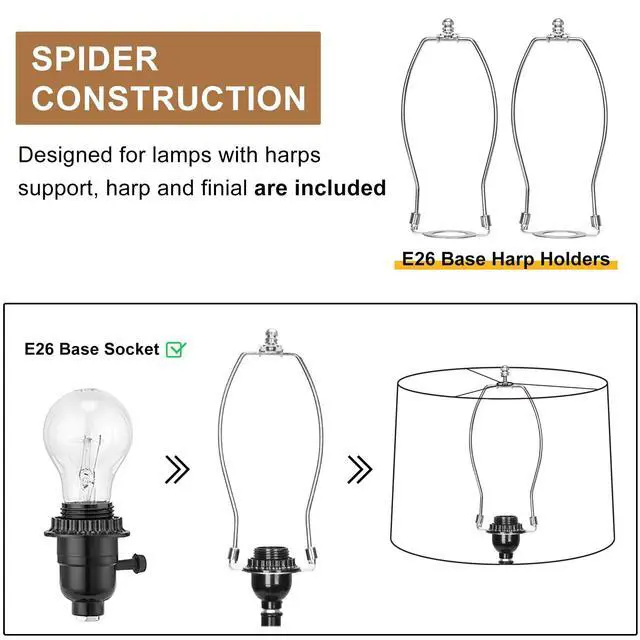 Alt view image 5 of 7 - Lampshades Set of 2, Drum Lampshades 11.6" Top x 12.6" Bottom x 9.8" High, Medium Lampshades (Spider Fitter), Beige Lampshades Natural Linen Hand Crafted, Easy Assembly Required