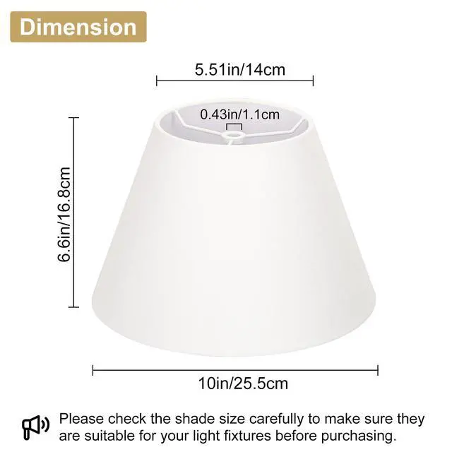 Alt view image 2 of 7 - Small Lamp Shades Set of 2, 5.5" Top x 10" Bottom x 6.6" High, Small White Lamp Shades for Table Lamps, Fabric Lampshade Replacement for Bedside Lamp, Wall Sconces, Spider, Clip on Adapters Included