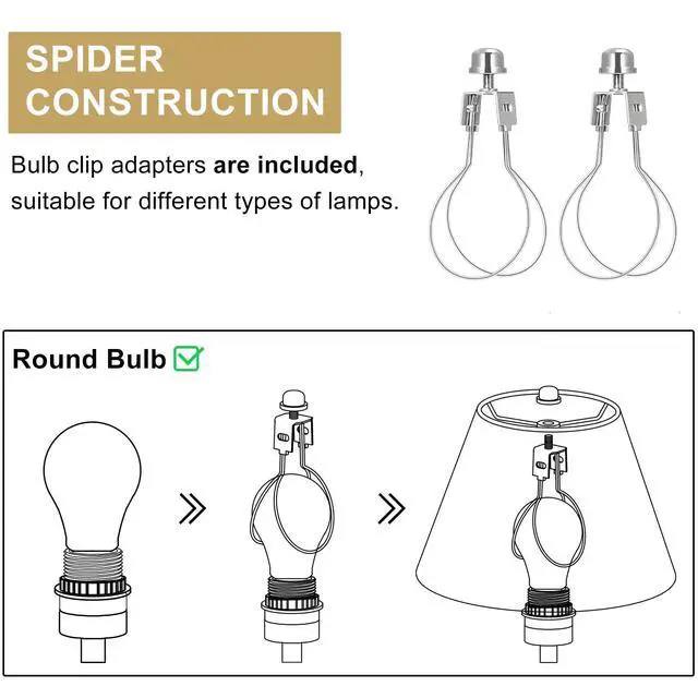 Alt view image 3 of 7 - Small Lamp Shades Set of 2, 5.5" Top x 10" Bottom x 6.6" High, Small White Lamp Shades for Table Lamps, Fabric Lampshade Replacement for Bedside Lamp, Wall Sconces, Spider, Clip on Adapters Included