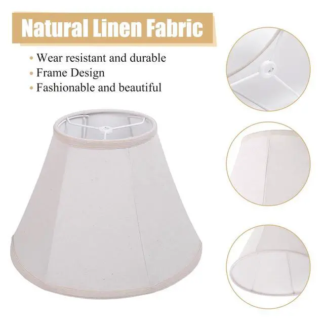 Alt view image 3 of 7 - KD Lamp Shades Set of 2, 6x12x8.5 inch Natural Linen Lamp Shades for Table Lamps Medium Lamp Shade for Table Lamp & Bedside Lamp No Assembly Required (White)