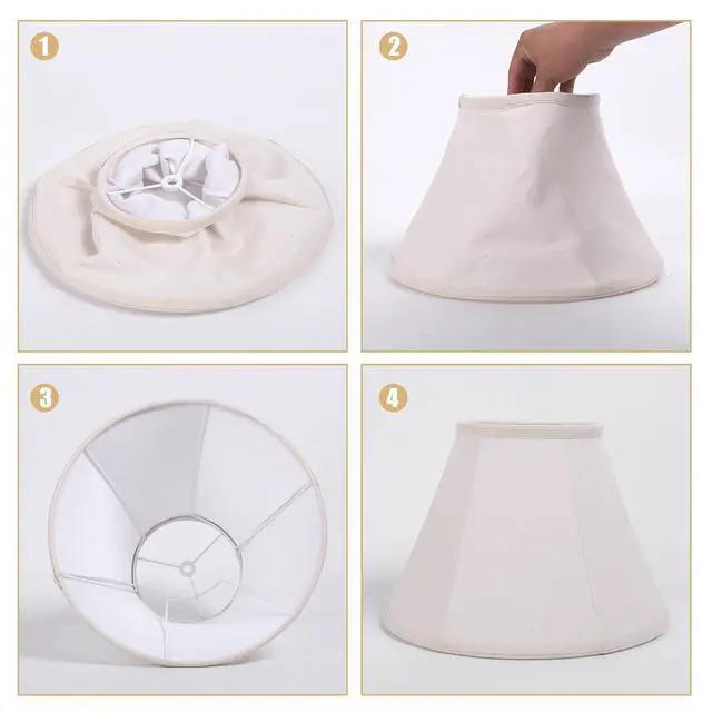 Alt view image 7 of 7 - KD Lamp Shades Set of 2, 6x12x8.5 inch Natural Linen Lamp Shades for Table Lamps Medium Lamp Shade for Table Lamp & Bedside Lamp No Assembly Required (White)