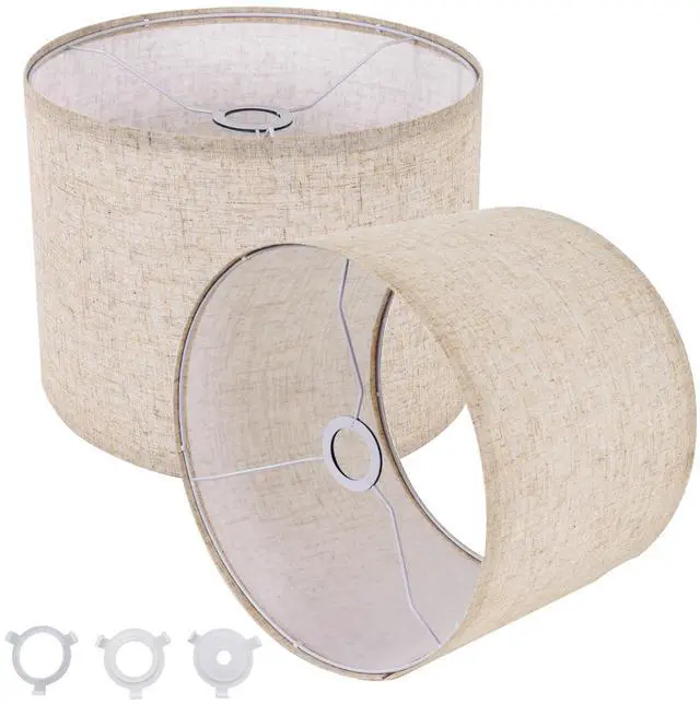 Main image of Small Lamp Shades Set of 2, Beige Drum Lampshades 8.7''Top X 8.7'' Bottom X 7.9'' High, Replacement Lamp Shades Natural Linen for Table Lamps Floor Lamps Chandelier Lamps, Easy Assembly Required