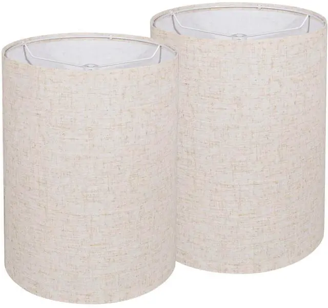 Main image of Lampshades set of 2, Tall Lamp Shades, 10" Top X 10" Bottom X 13" High Beige Large Line Fabric Lamp Shades, Easy Assembly Replacement Lampshades
