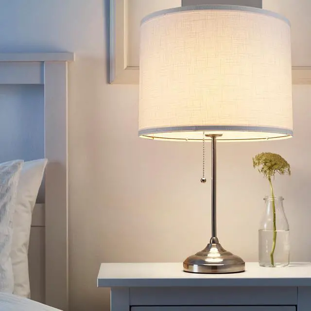 Alt view image 7 of 7 - Drum Lamp shades Set of 2, White Line Lamp Shades for Table Lamps Floor Lamp, 13" Top X 13" Bottom X 10" High Large Fabric Lamp Shades, Easy Assembly Replacement Lampshades