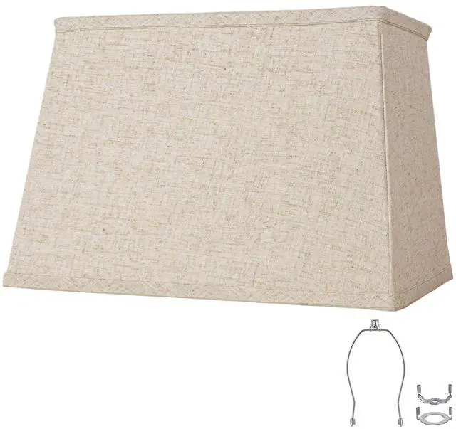 Main image of Rectangular Lampshade, Large Beige Lamp Shade, (7 x 12.5) '' x (9 x 15) '' x 9.8 '', Includes 1 Shade Bracket, 2 Adapters, Suitable for Table Lamps and Floor Lamps, Easy Assembly