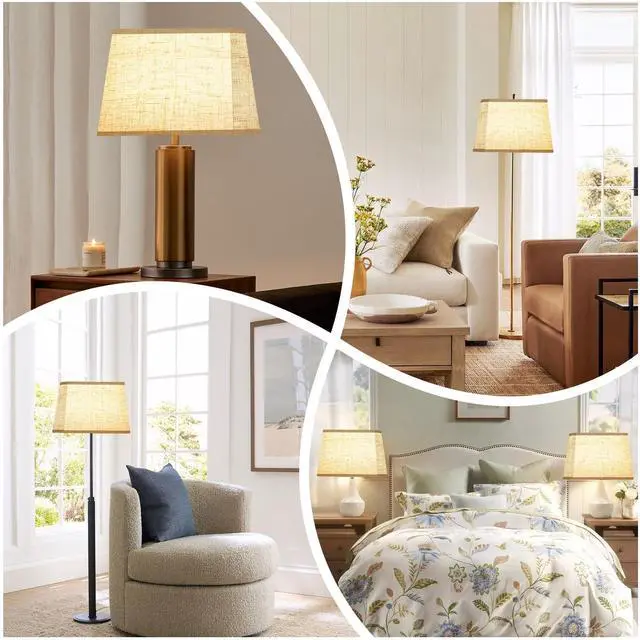 Alt view image 5 of 7 - Rectangular Lampshade, Large Beige Lamp Shade, (7 x 12.5) '' x (9 x 15) '' x 9.8 '', Includes 1 Shade Bracket, 2 Adapters, Suitable for Table Lamps and Floor Lamps, Easy Assembly