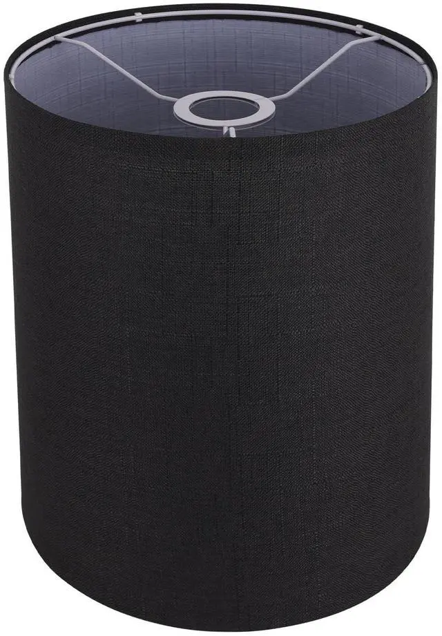Main image of Black Linen Tall Drum Lampshade, 10" Top x 10" Bottom x 13" High Lamp Shade, Lamp Shade Replacement for Table and Floor Lamps, Pendant Light, Handcrafted Lampshade, Easy Assembly