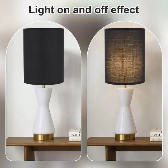 Alt view image 3 of 7 - Black Linen Tall Drum Lampshade, 10" Top x 10" Bottom x 13" High Lamp Shade, Lamp Shade Replacement for Table and Floor Lamps, Pendant Light, Handcrafted Lampshade, Easy Assembly