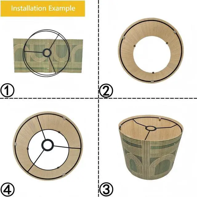 Alt view image 6 of 7 - Rustic Bamboo Boho lamp Shade Decorative Geometric Green Figure 11.8x9Inch