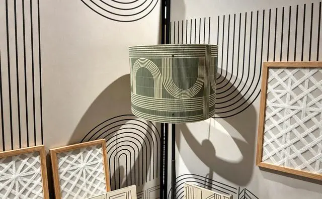 Alt view image 4 of 7 - Rustic Bamboo Boho lamp Shade Decorative Geometric Green Figure 11.8x9Inch