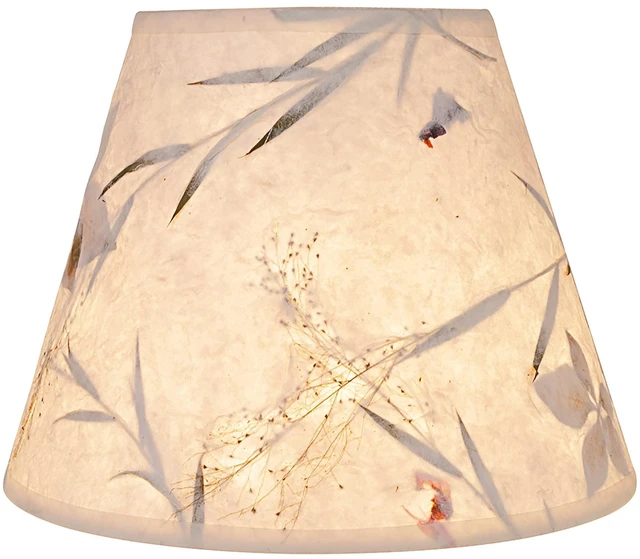 Alt view image 2 of 7 - 58902 Transitional Hardback Empire Shape UNO Construction Lamp Shade in Off White with Leaves and Petals in Paper, 9" Wide (5" x 9" x 7")