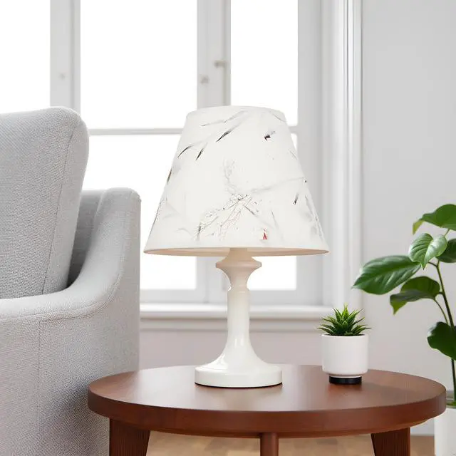 Alt view image 6 of 7 - 58902 Transitional Hardback Empire Shape UNO Construction Lamp Shade in Off White with Leaves and Petals in Paper, 9" Wide (5" x 9" x 7")